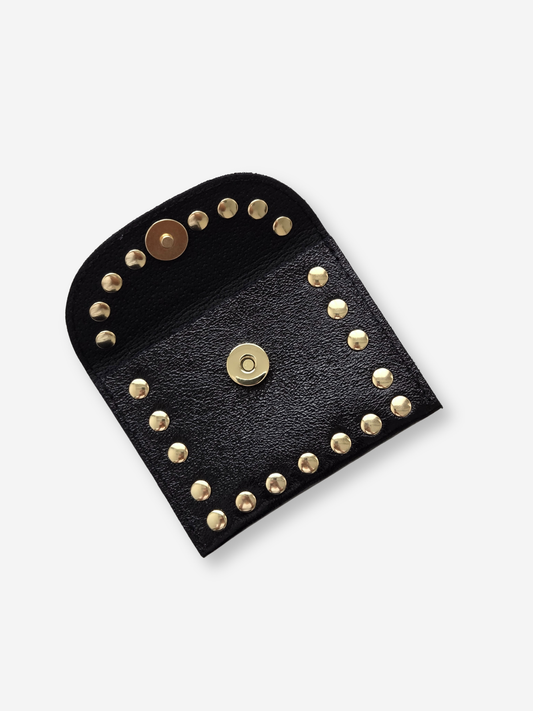 Leather Rivet Wallet | Metallic Black
