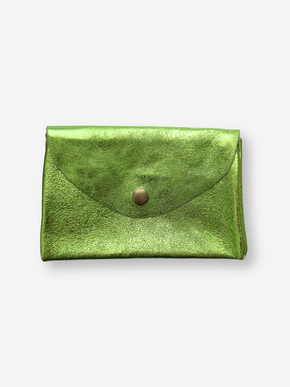 Leather Large Snap Wallet | Metallic Lime