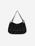 Olivia Studded Suede Shoulder Bag Black