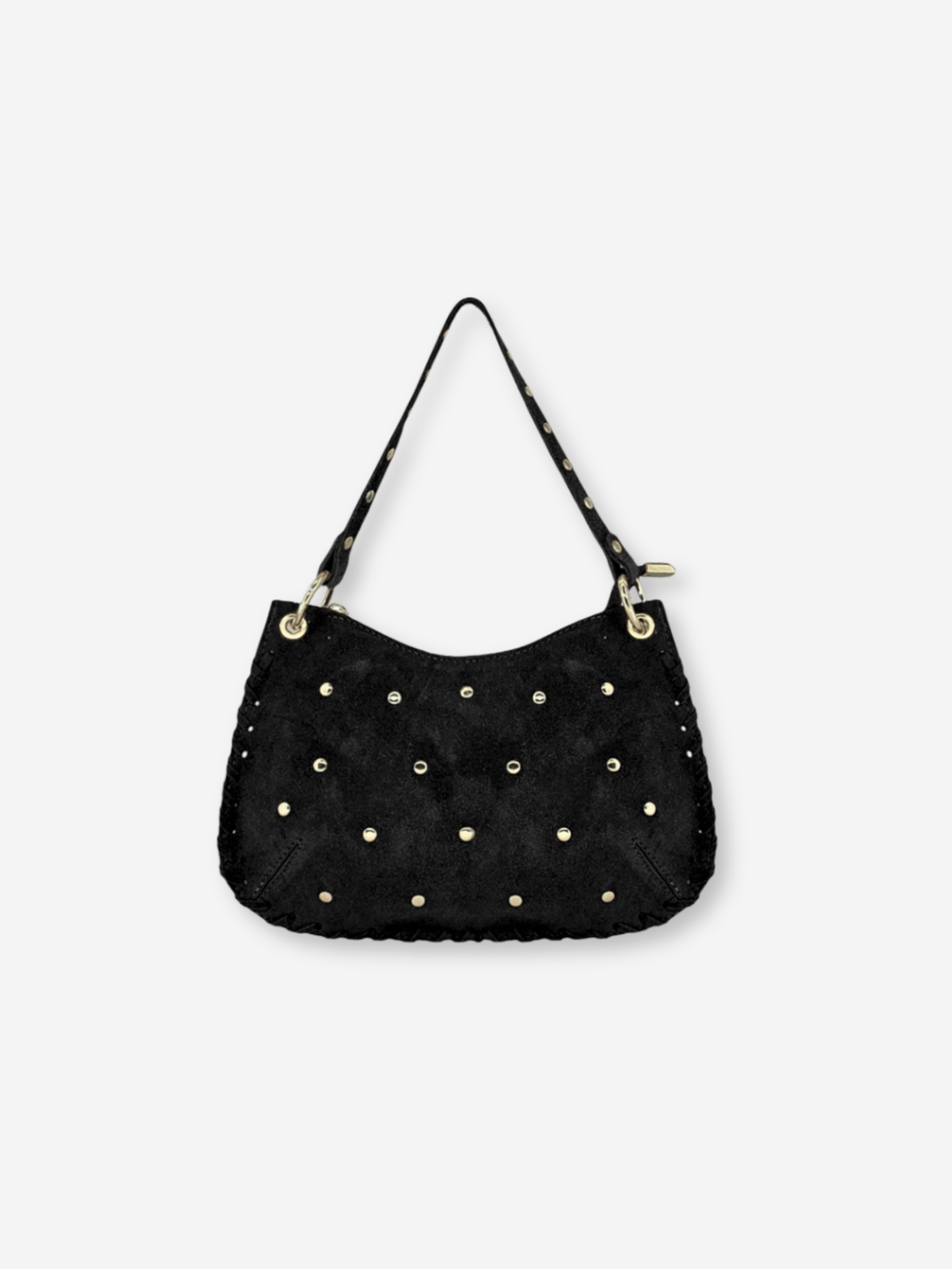 Olivia Studded Suede Shoulder Bag Black