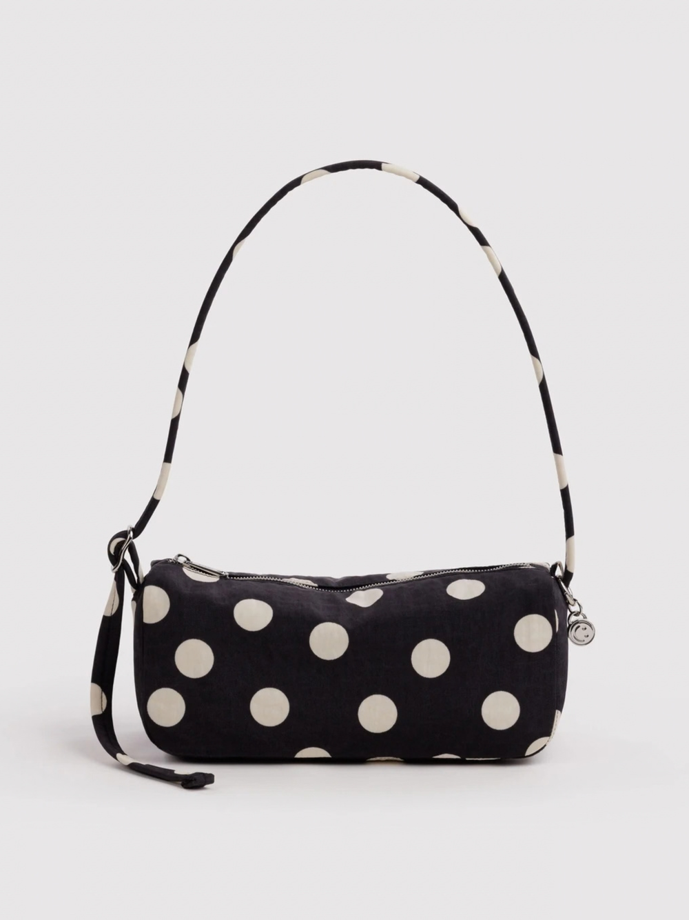 Nylon Loaf Bag Black And Cream Polka Dot