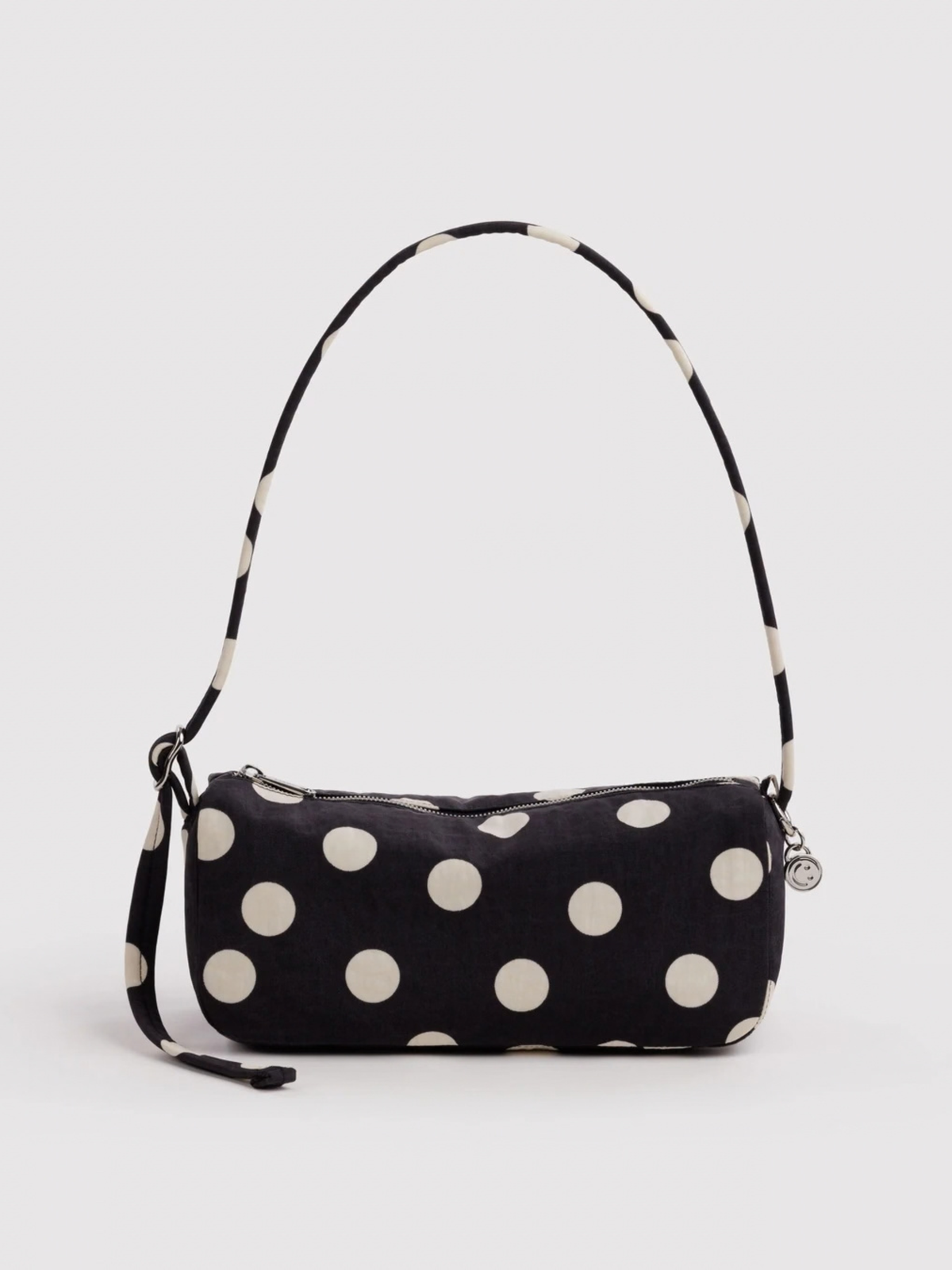 Nylon Loaf Bag Black And Cream Polka Dot