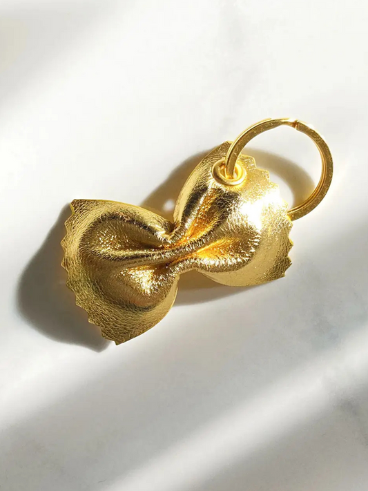 Farfalle Leather Keychain | Gold