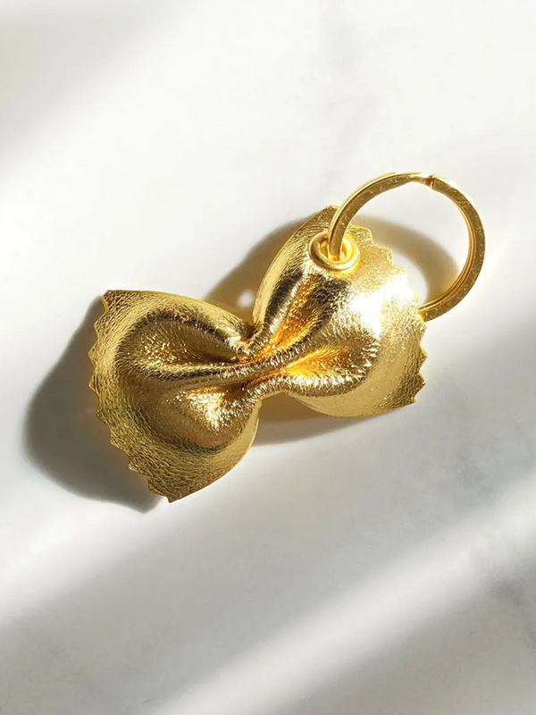 Farfalle Leather Keychain | Gold