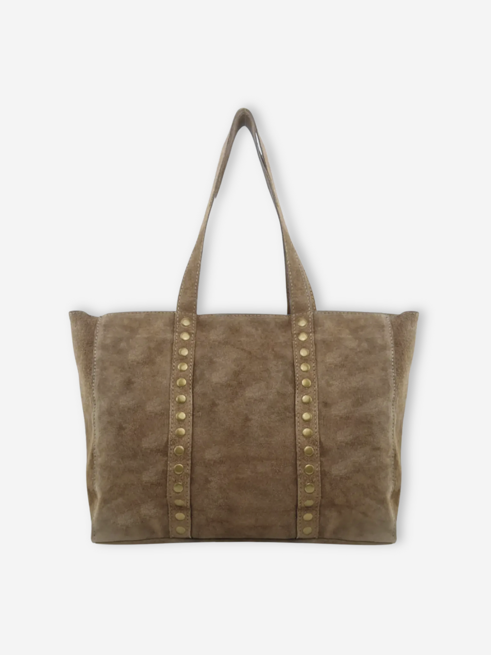 Suede Leather Rivet Tote  | Mushroom