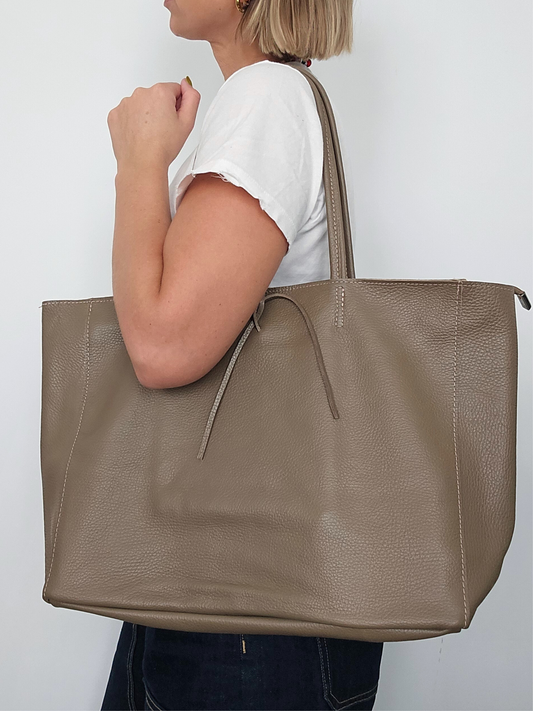 Cowhide Tote Bag | Taupe