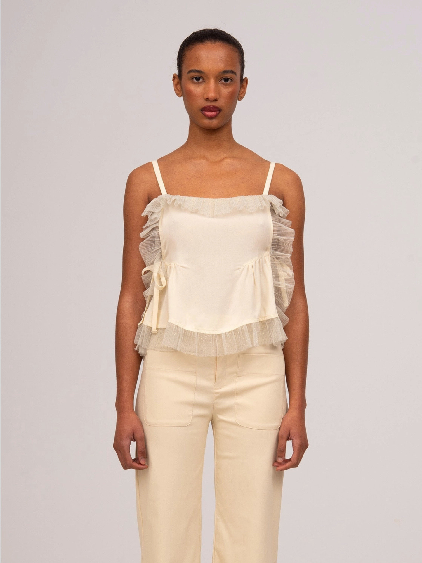 Serenity Ruffle Cream Blouse