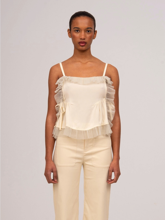 Serenity Ruffle Cream Blouse
