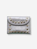 Leather Rivet Wallet | Metallic Silver