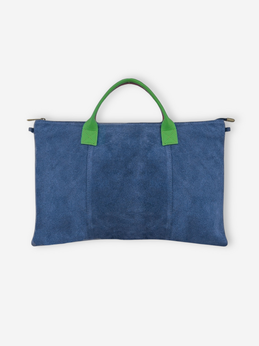 Suede Leather Work Tote  | Azul