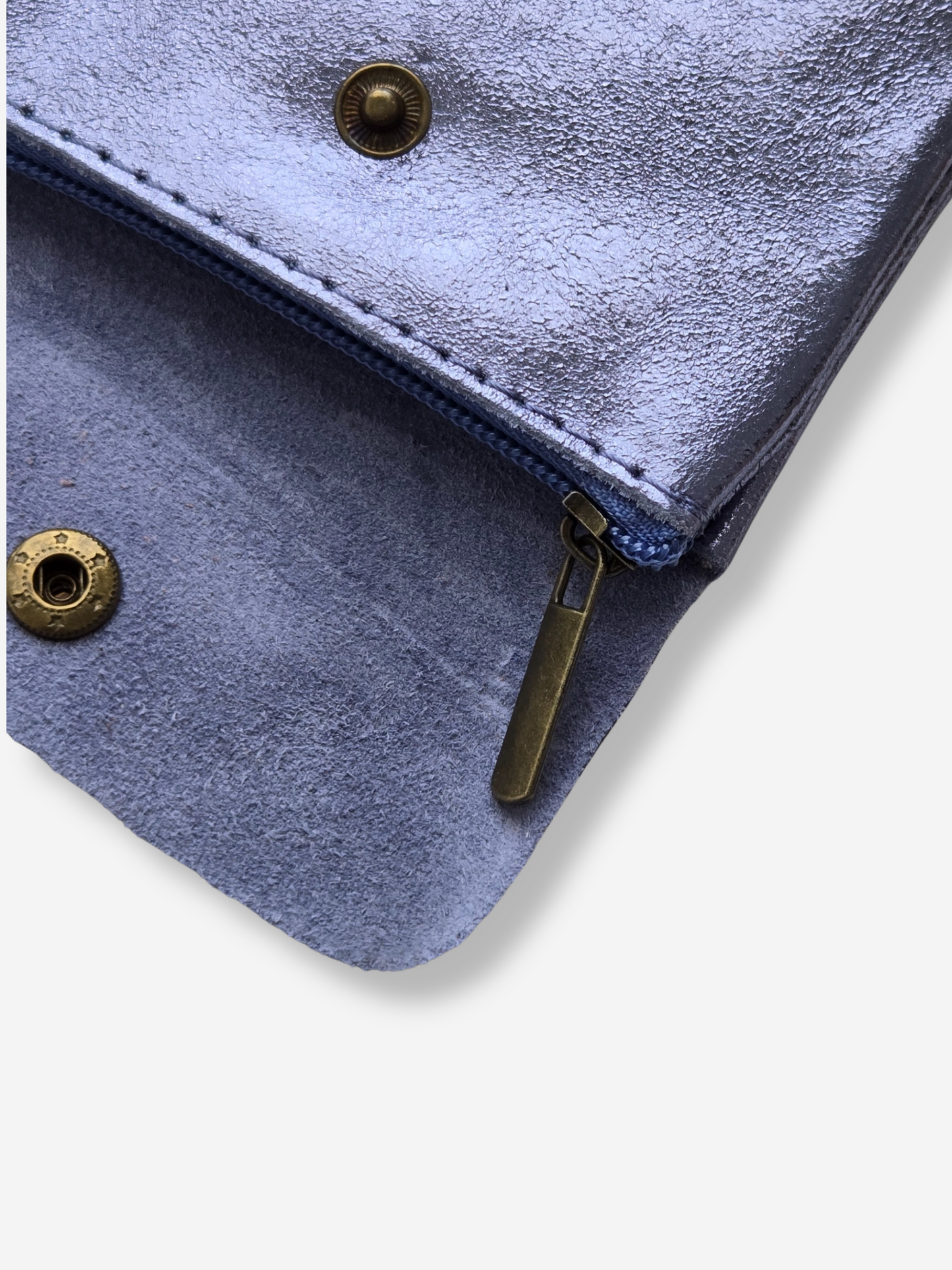 Leather Snap Wallet | Metallic Periwinkle