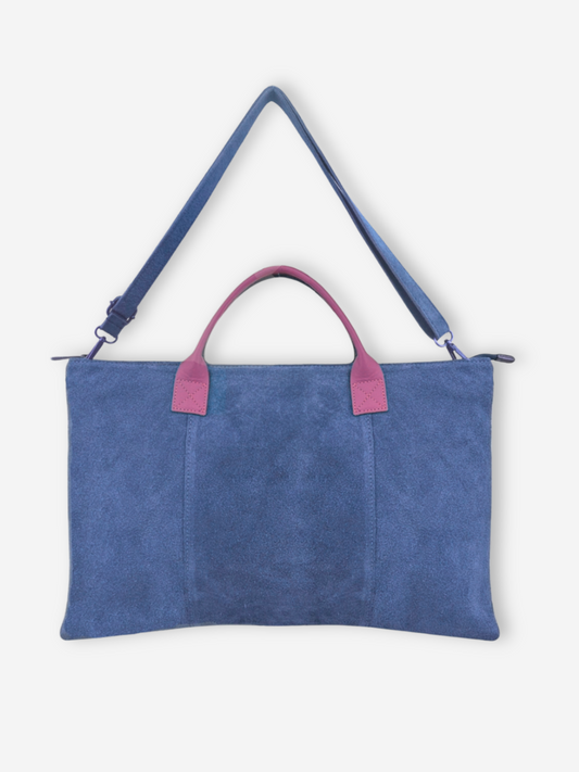 Suede Leather Work Tote  | Azul
