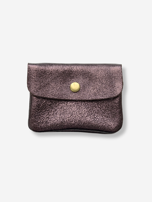 Leather Snap Wallet | Metallic Brown