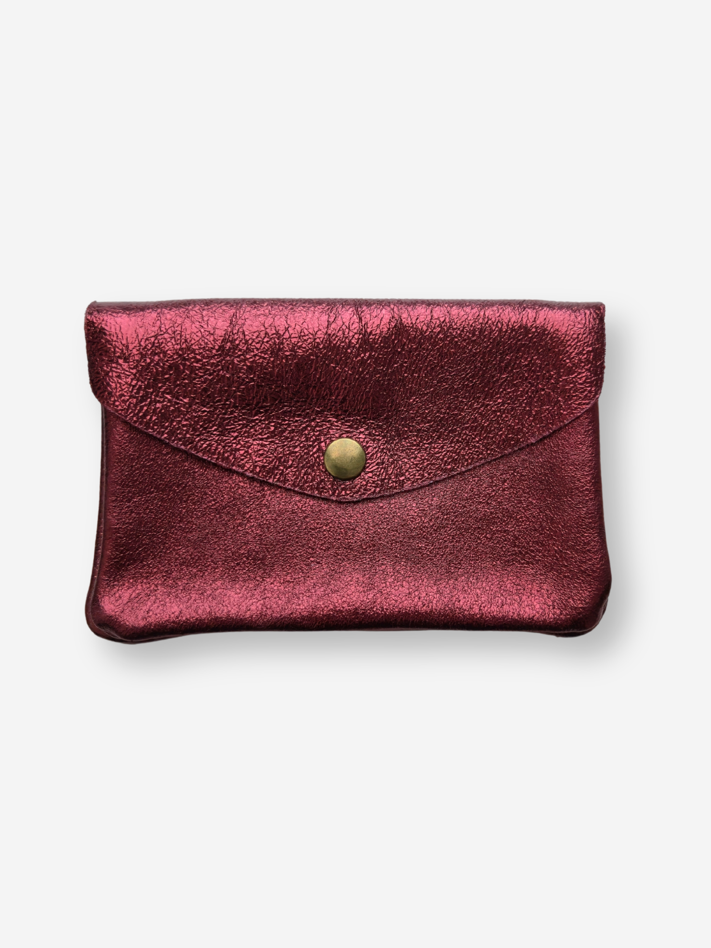 Leather Large Snap Wallet | Metallic Garnet