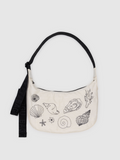 Medium Nylon Crescent Bag | Embroidered Shells