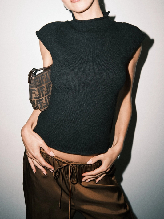 River Cap Sleeve Top Black