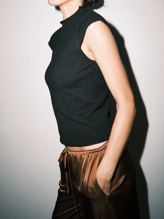 River Cap Sleeve Top Black