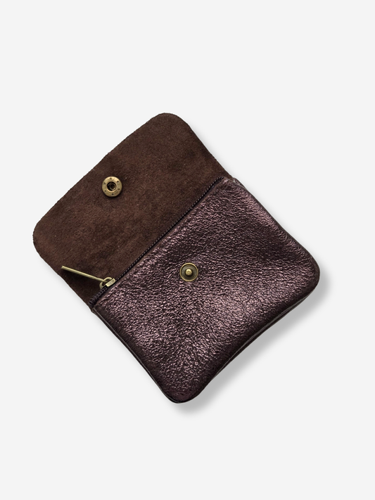 Leather Snap Wallet | Metallic Brown