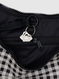 Medium Nylon Crescent Bag | Black & White Gingham