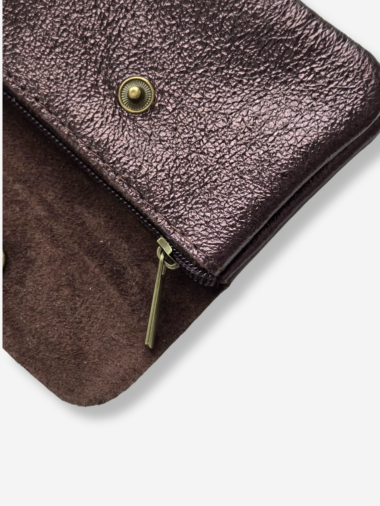 Leather Snap Wallet | Metallic Brown
