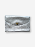 Leather Large Snap Wallet | Metallic Silver