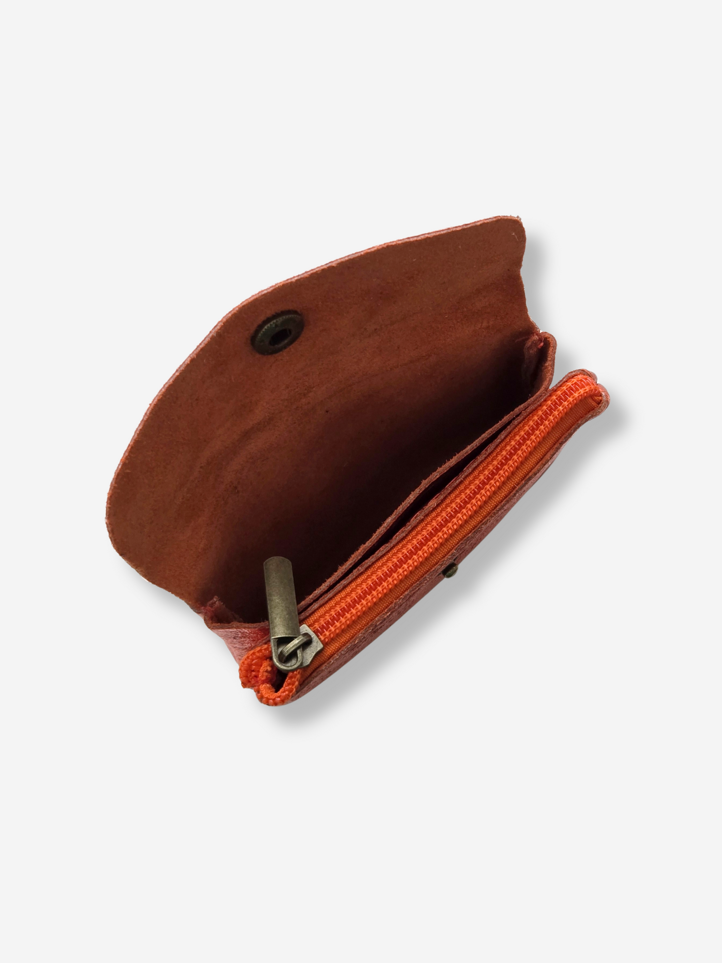 Leather Snap Wallet | Metallic Tangerine