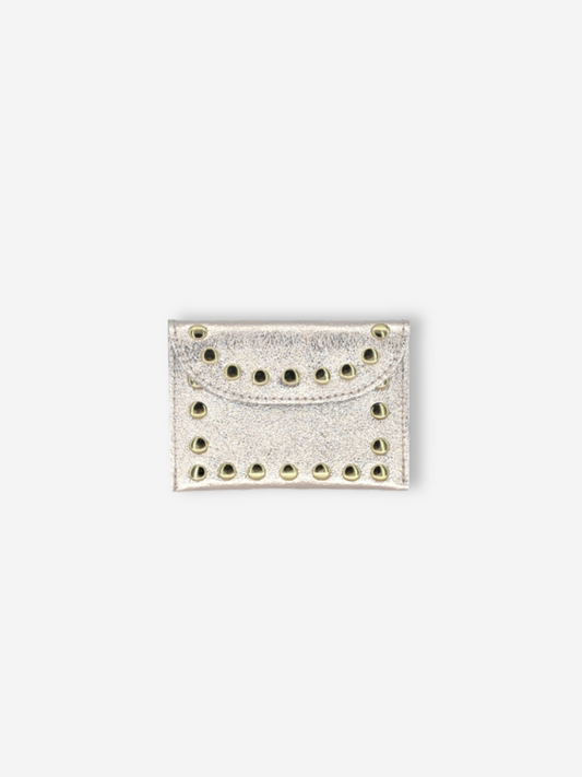 Leather Rivet Wallet | Silver