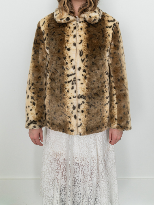 VINTAGE by TUU | Reversible Snow Leopard Faux Fur Jacket (XS-M)