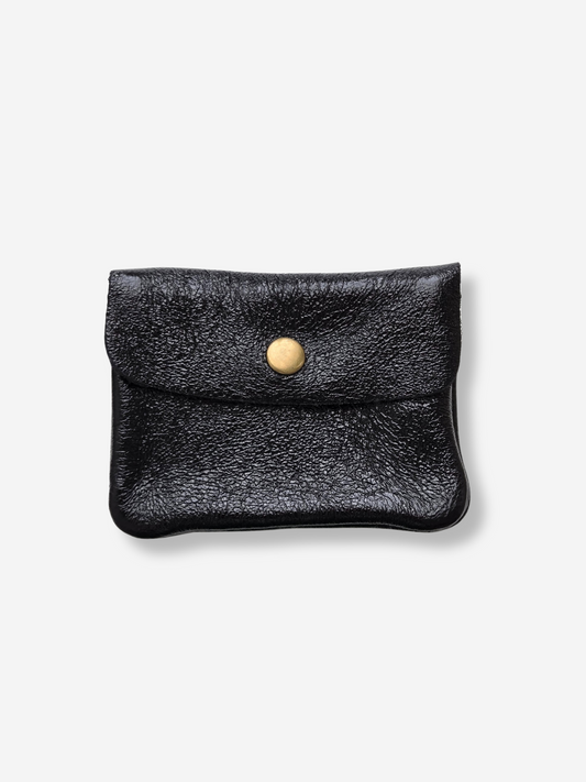 Leather Snap Wallet | Metallic Black