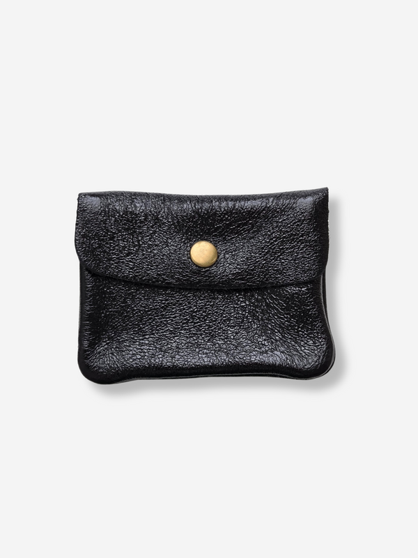 Leather Snap Wallet | Metallic Black