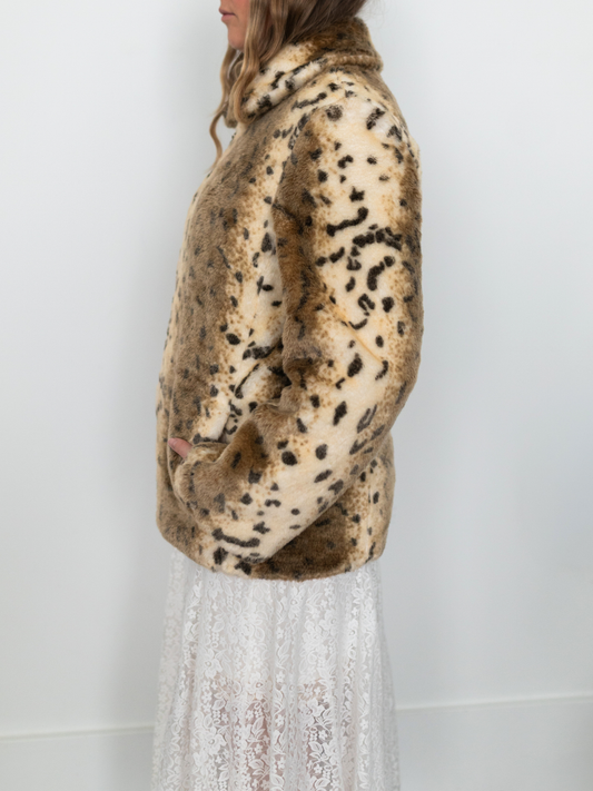 VINTAGE by TUU | Reversible Snow Leopard Faux Fur Jacket (XS-M)