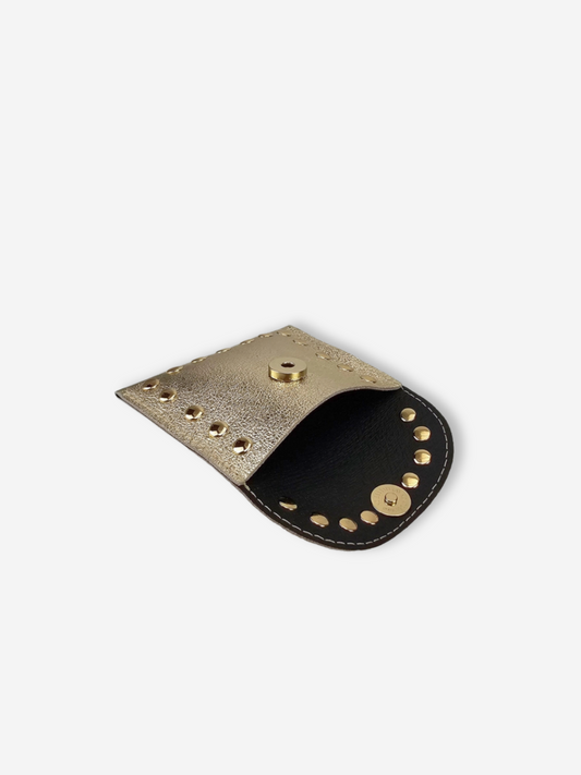 Leather Rivet Wallet | Metallic Apple