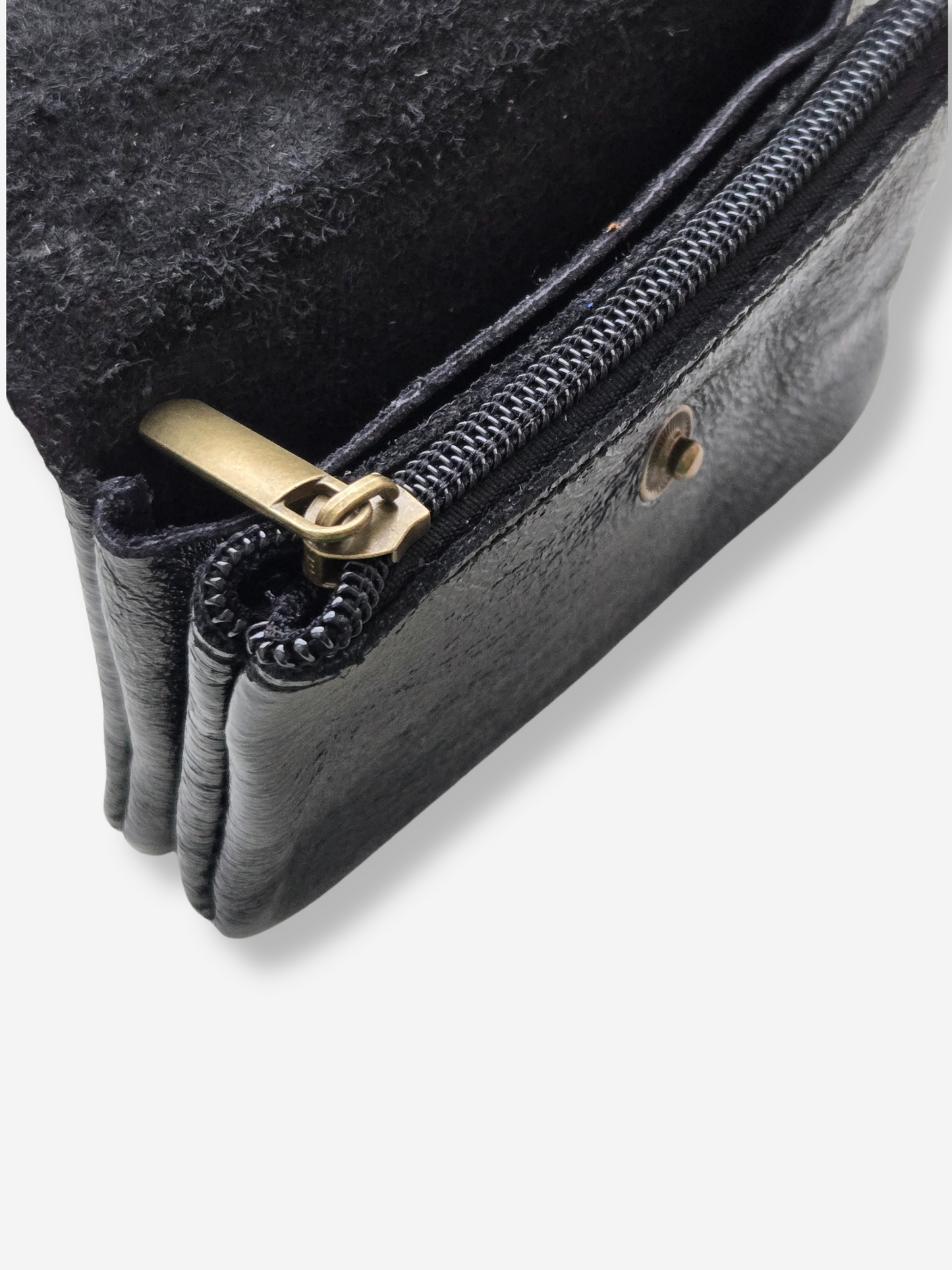 Leather Snap Wallet | Metallic Black