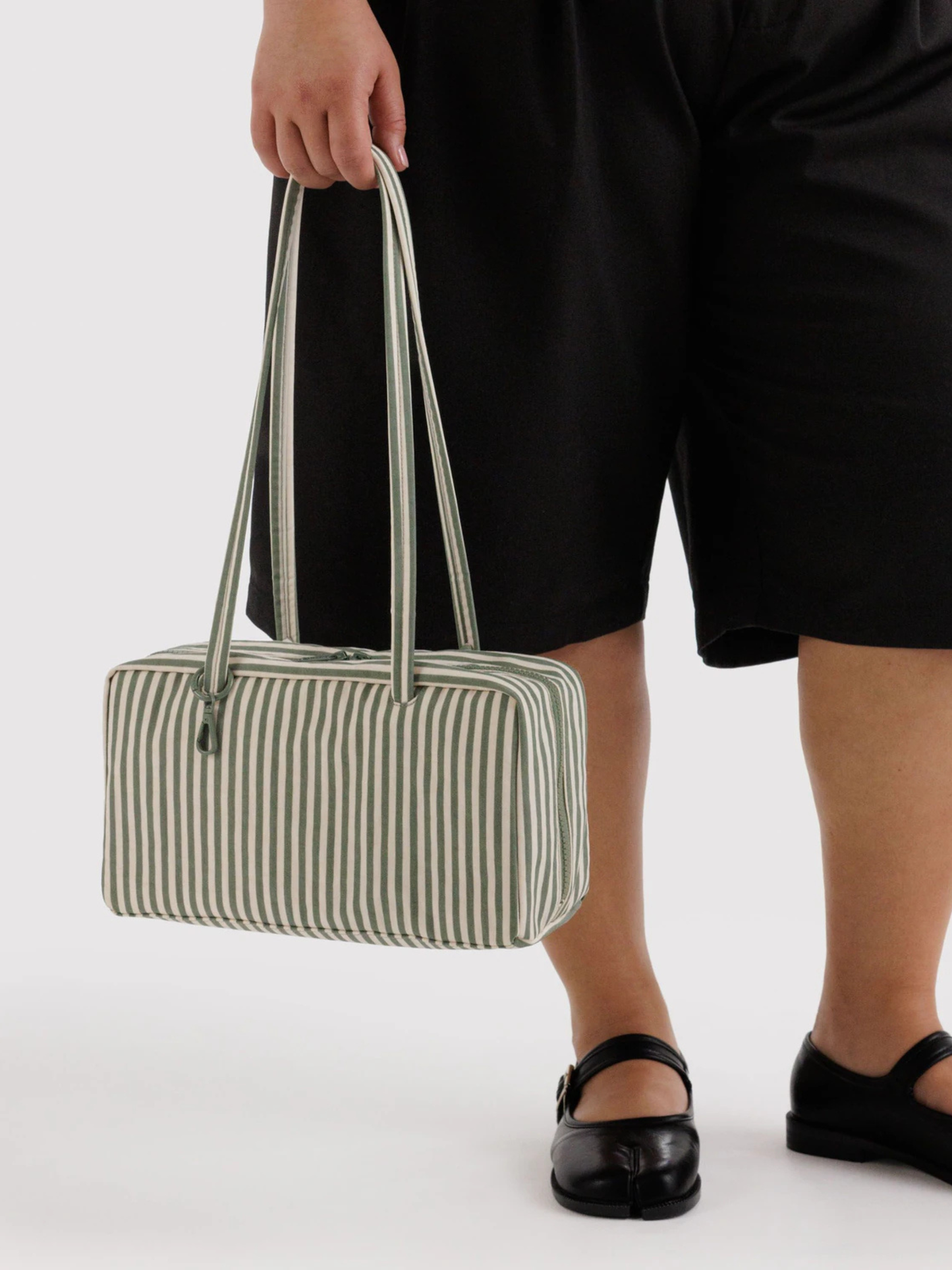 Nylon Bowler Bag Sage Stripe