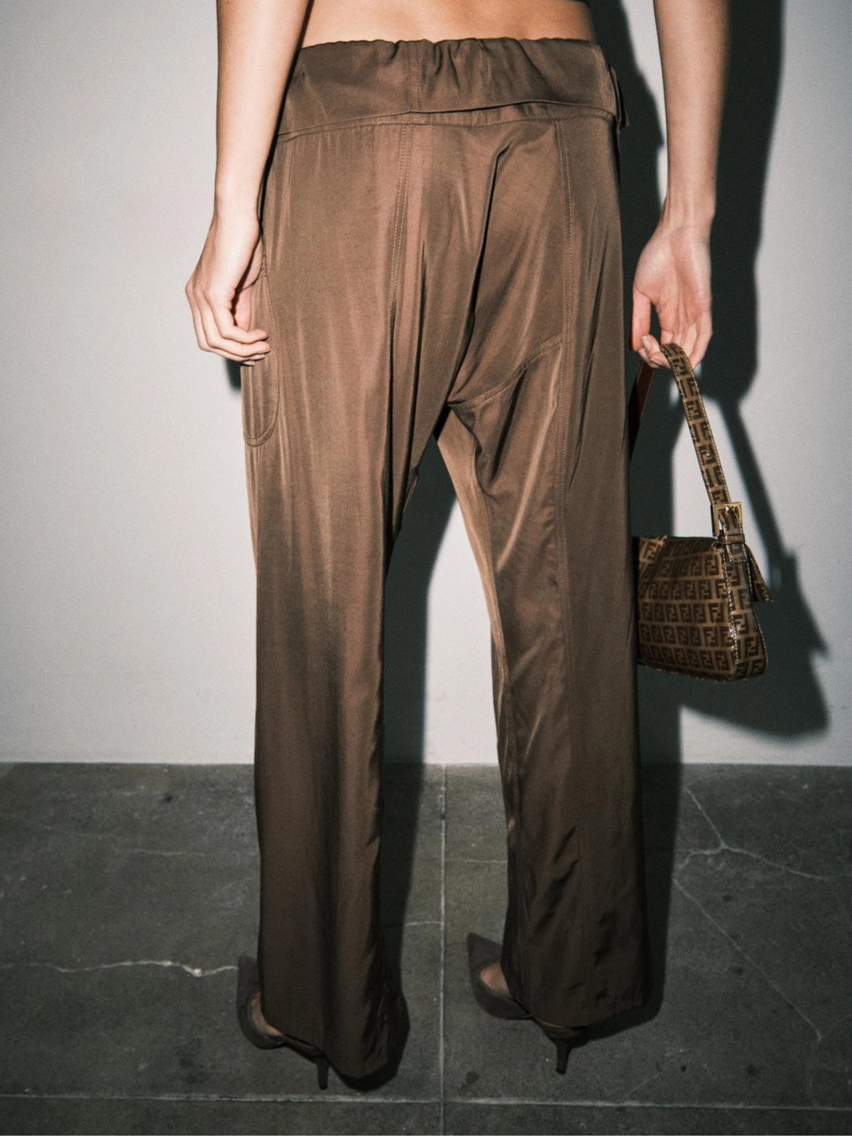 Margot Fold-Over Wide Pant Brown