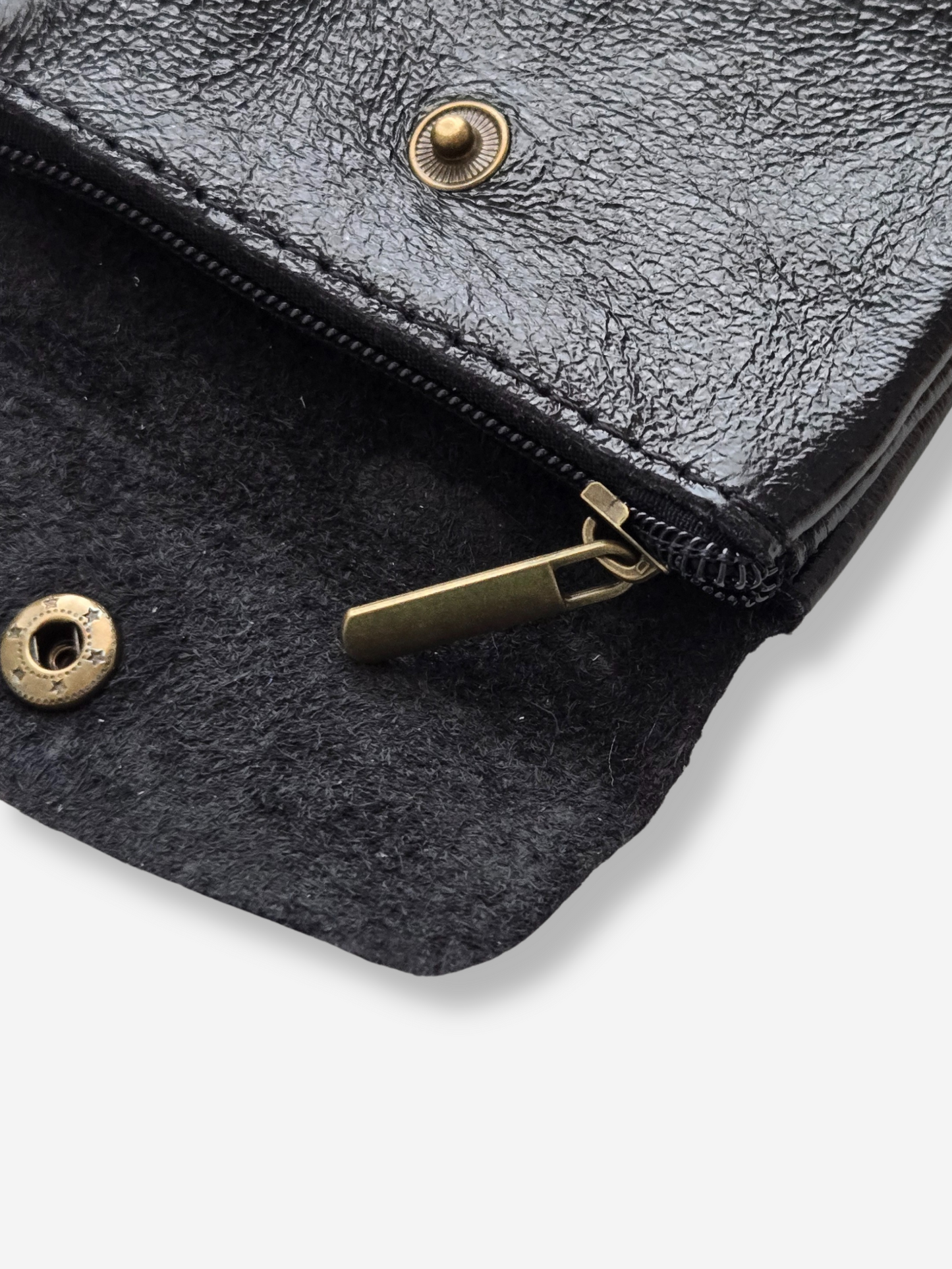 Leather Snap Wallet | Metallic Black