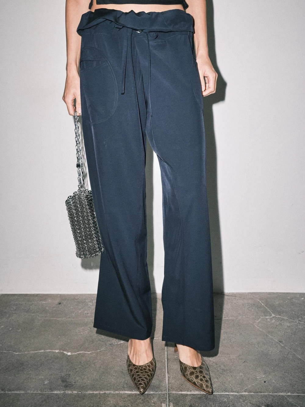 Margot Fold-Over Wide Pant Navy