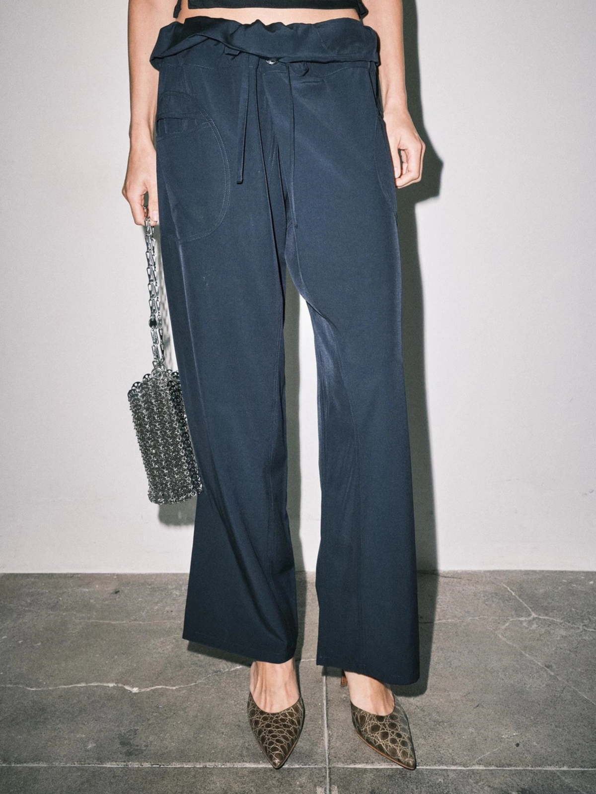 Margot Fold-Over Wide Pant Navy