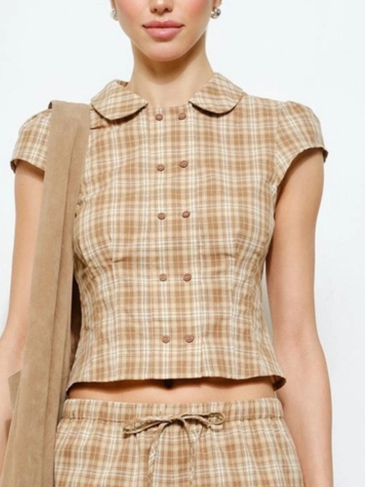 Sylvie Top Brown Plaid