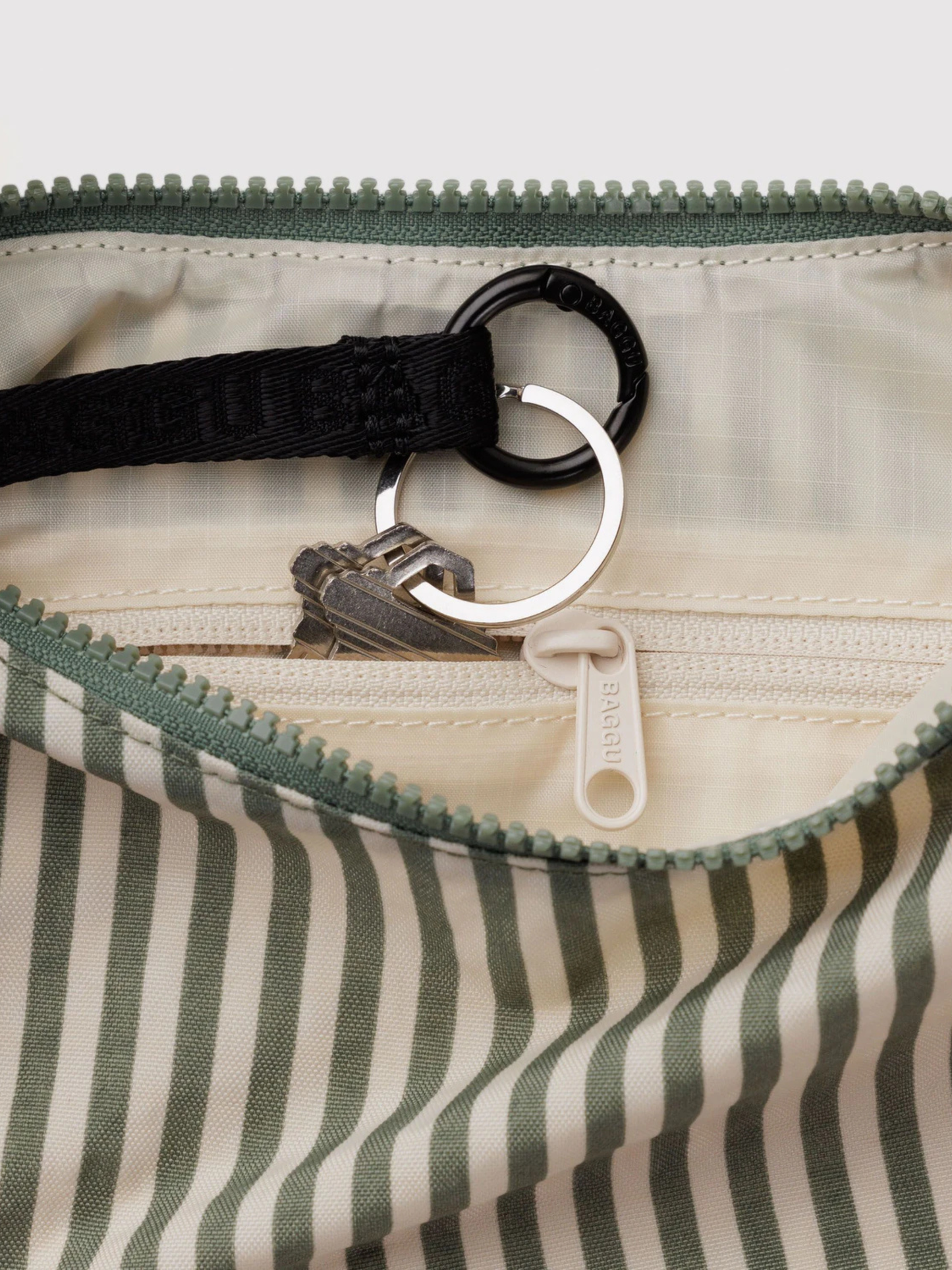 Small Nylon Crescent Bag Sage Stripe