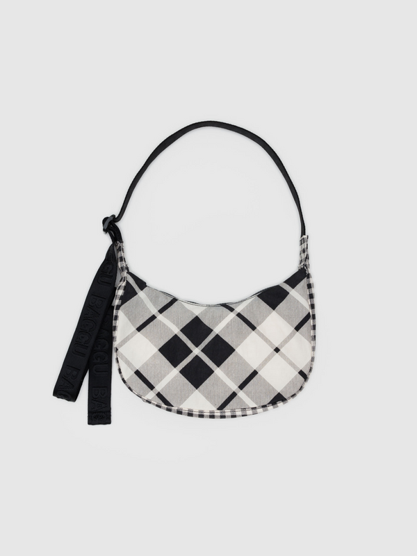 Small Nylon Crescent Bag | Mixed Plaid