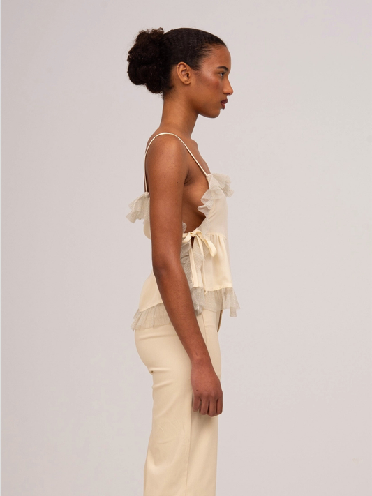 Serenity Ruffle Cream Blouse