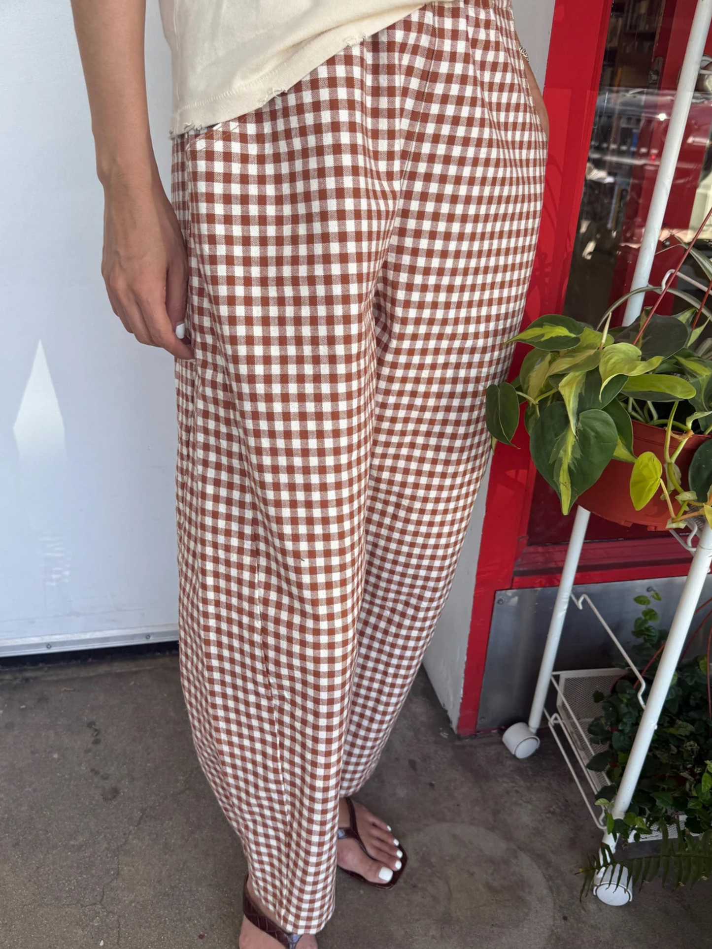 Gingham Arc Pants | Cinnamon Gingham