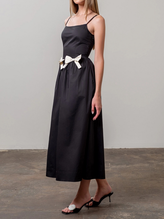 Contrast Bow Midi Dress
