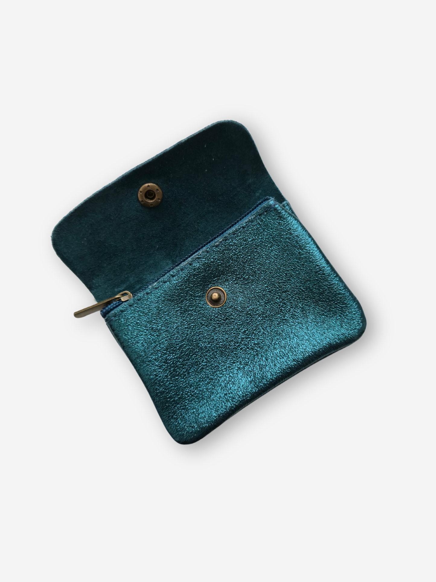 Leather Snap Wallet | Metallic Deep Green