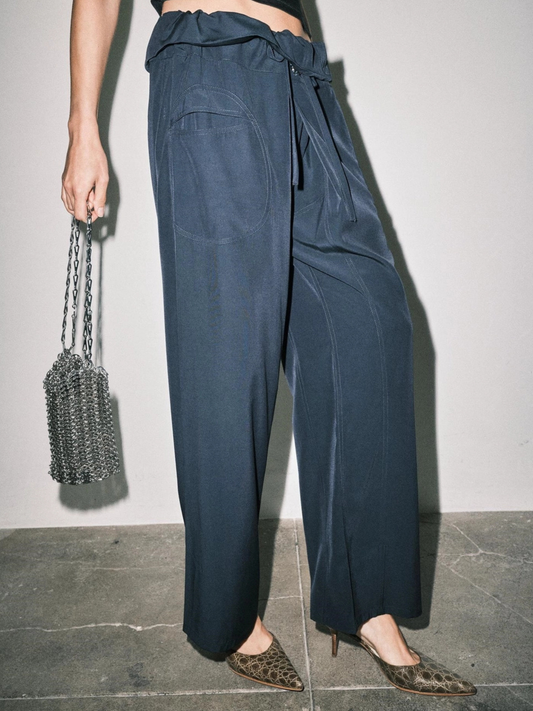 Margot Fold-Over Wide Pant Navy