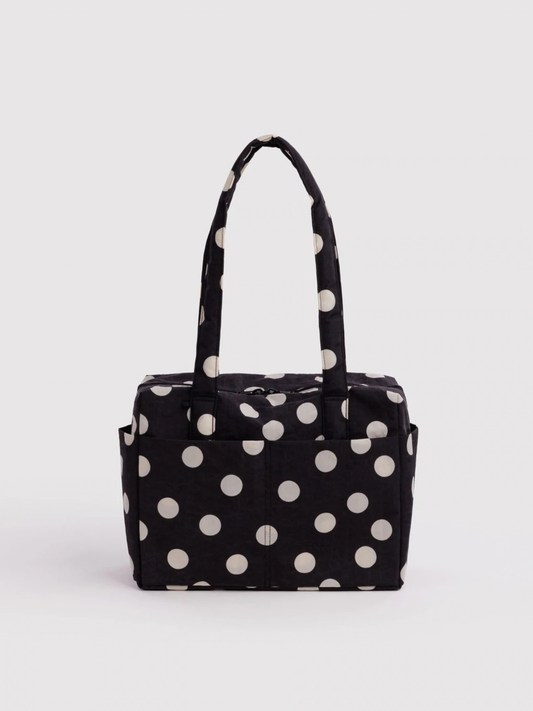 Everyday Cloud Bag Black and Cream Polka Dot