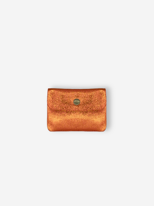 Leather Wallet | Metallic Tangerine