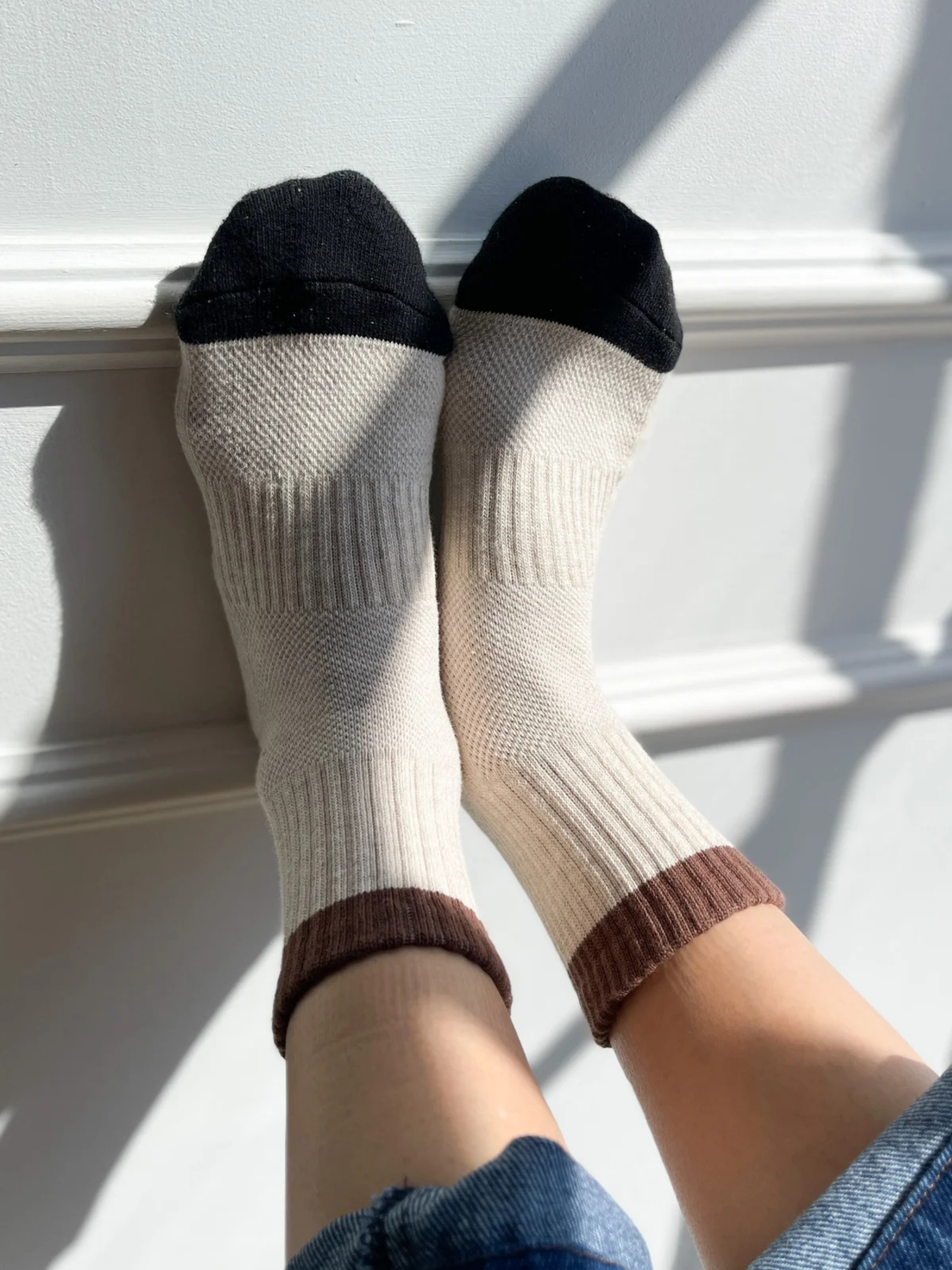 Colour Block Girlfriend Socks | Black Coffee