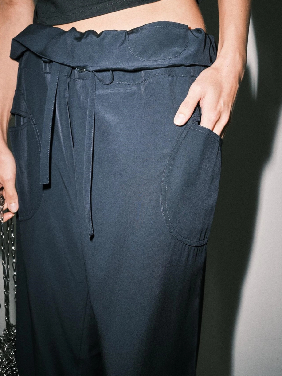 Margot Fold-Over Wide Pant Navy